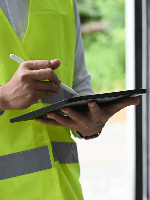 personne en gilet jaune procédant à une inspection iso 17020