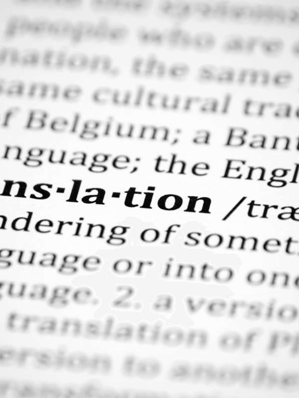 page en anglais avec la définition du mot "traduction" - iso 17100