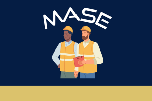 pictos de 2 ouvriers du btp avec le mot le MASE