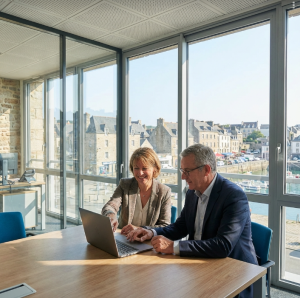 france certification iso 50001 audit energetique - ISO 9001 - Quimper Brest consultante france cert avec un chef d'entreprise lors de son audit énergétique en bretagne